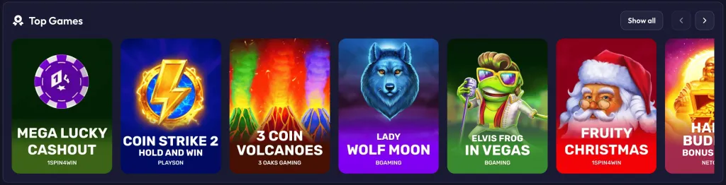 Game Selection at SpinRise Casino